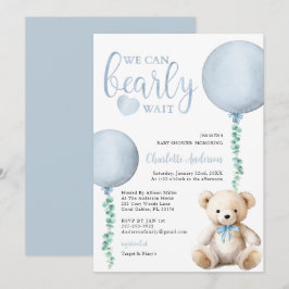 Invitación Blue Bearly Wait Baby Shower Invitation Boy