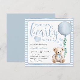 Invitación Blue Bearly Wait Teddy Bear Invite Baby Shower