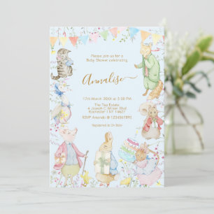 Invitación Blue Beatrix Potter Peter the Rabbit Baby Shower