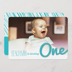 Invitación Blue Big Sketch Fiesta del primer cumpleaños de un