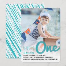 Blue Big Sketch One Baby Boy First Birday Party