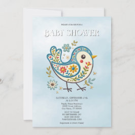 Invitación Blue Bird Floral Baby Shower