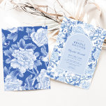 Invitación Blue Bird Peony Chinoiserie Garden Bridal Shower<br><div class="desc">Este diseño de inspiración chinoiserie presenta elegantes flores botánicas,  pájaros y vegetación en tonos azules y blancos. Personalice la invitación con sus detalles y si desea reorganizar el estilo y la ubicación del texto,  pulse el botón "Haga clic para más personalizares".</div>