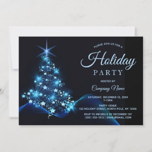 Invitación Blue Black Tree 2 Corporate Holiday Party