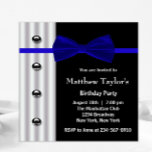 Invitación Blue Black Tuxedo Bow Tie Mens fiesta de cumpleaño<br><div class="desc">La corbata negra azul esmoquin blanco significa invitaciones para fiestas de cumpleaños.</div>