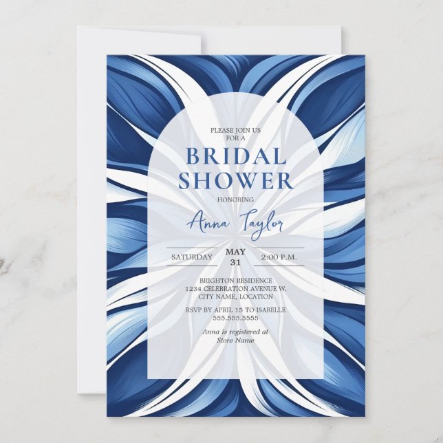 Invitación Blue Bliss Organic Floral Bridal Shower (Anverso)