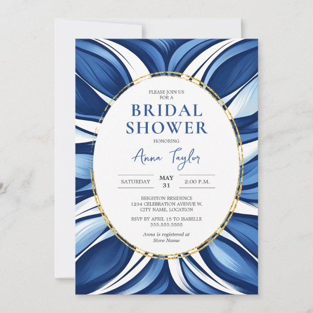 Invitación Blue Bliss Organic Floral Bridal Shower (Anverso)
