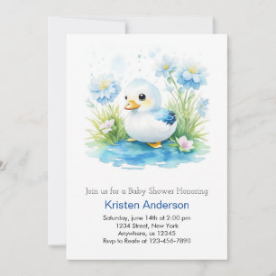 Invitación Blue Blissful Watercolor DuckBoy Baby Shower