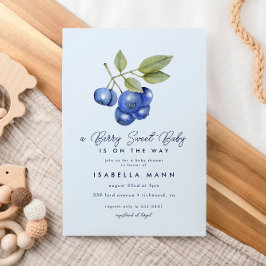 Invitación Blue Blueberry Berry Sweet Baby Shower