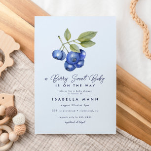 Invitación Blue Blueberry Berry Sweet Baby Shower