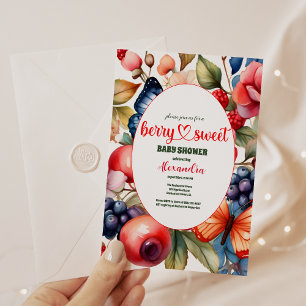Invitación Blue Blueberry Berry Sweet Baby Shower