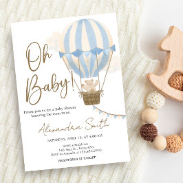 Invitación Blue Boho Bear Baby Shower