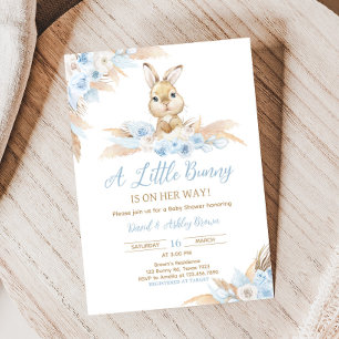 Invitación Blue Boho Bunny Baby Shower