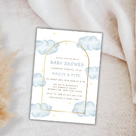 Invitación Blue Boho Moon Star Cloud Arch Boy Baby Shower