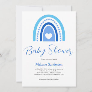 Invitación Blue Boho Rainbow Baby Shower