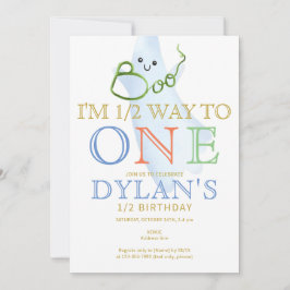 Invitación Blue BOO estoy a medio camino de un cumpleaños de 