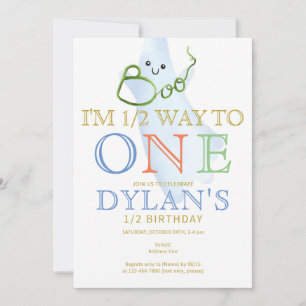 Invitación Blue BOO estoy a medio camino de un cumpleaños de 