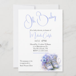 Invitación Blue Booties Boy Baby Shower