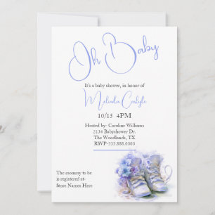 Invitación Blue Booties Boy Baby Shower