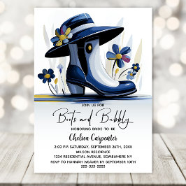 Invitación Blue Boots and Bubbly Bridal Shower