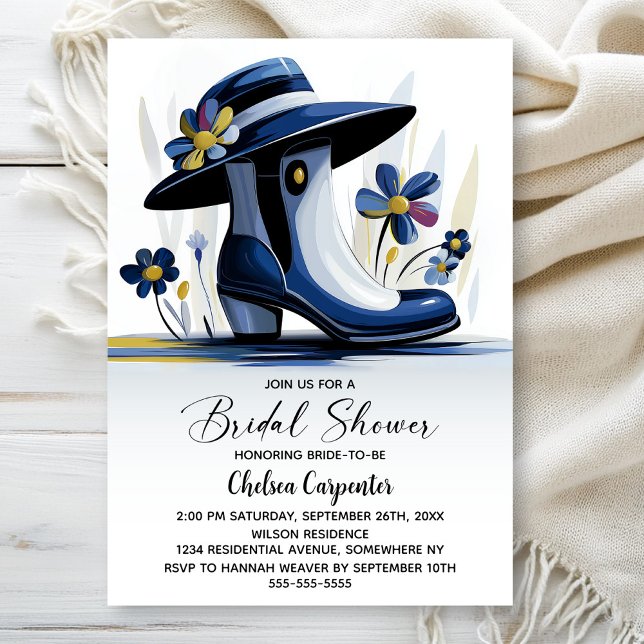 Invitación Blue Boots and Derby Hat Bridal Shower (Subido por el creador)