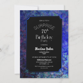 Invitación Blue Border Black Surprise Fiesta del 70 cumpleaño