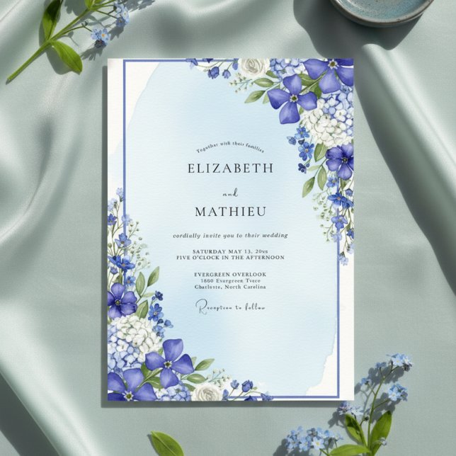 Invitación Blue Botanical Bloom Wedding (Subido por el creador)