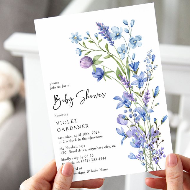 Invitación Blue Botanty Wildflower Baby Shower (Subido por el creador)