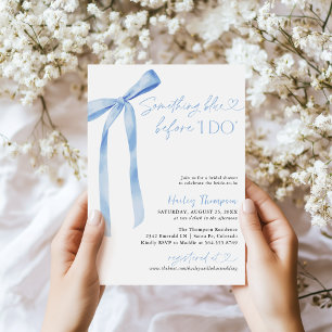 Invitación Blue Bow Algo Azul Antes De Hacer Ducha Británica