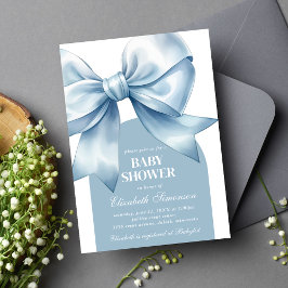 Invitación Blue Bow Baby Boy Elegant Baby Shower