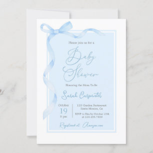 Invitación Blue Bow Baby Shower Boy