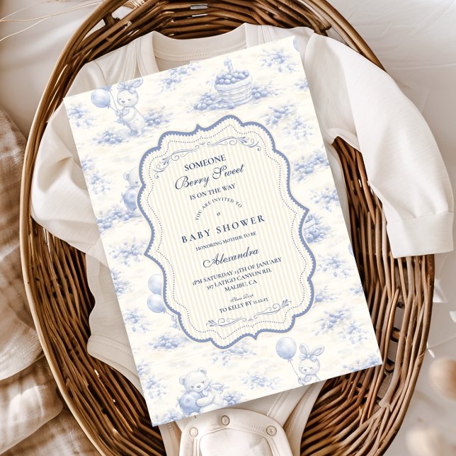Invitación Blue Bow Blueberry Garden Baby Shower (Subido por el creador)