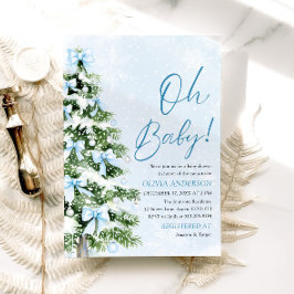 Invitación Blue Bow Boy Árbol de Navidad Oh Baby Baby Shower
