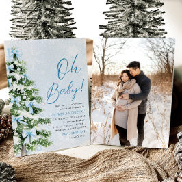 Invitación Blue Bow Boy Árbol de Navidad Oh Baby Baby Shower