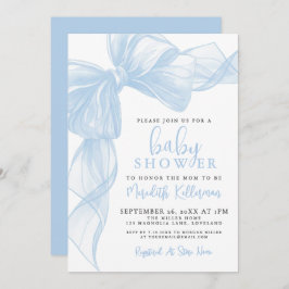 Invitación Blue Bow Boy Baby Shower