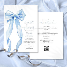 Invitación Blue Bow Boy Baby Shower All In One