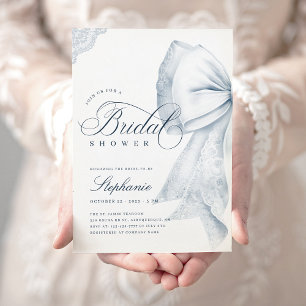 Invitación Blue Bow Bridal Shower