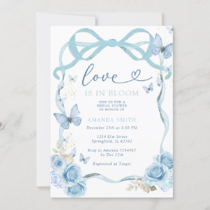 Invitación Blue Bow Butterfly Love In Bloom Briom Shower
