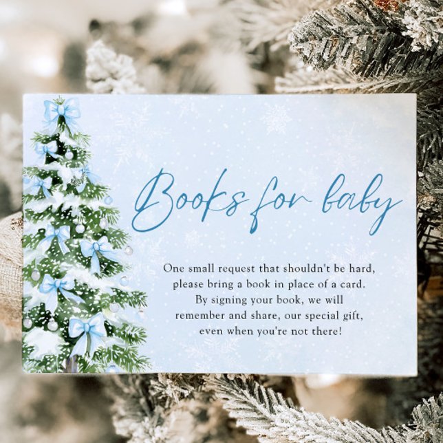 Invitación Blue Bow Christmas Tree Books for Baby Baby Shower (Blue Bow Christmas Tree Books for Baby Baby Shower)
