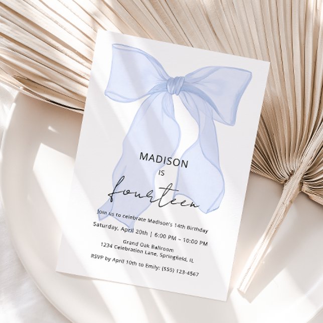 Invitación Blue Bow Coquette Birthday (Subido por el creador)