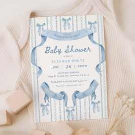 Invitación Blue Bow Coquette Blue Boy baby Shower