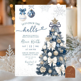 Invitación Blue Bow Coquette Winter Christmas Bridal Shower