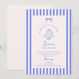 Invitación Blue Bow, cumpleaños a la franja azul