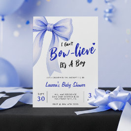Invitación Blue Bow Cute It's a Boy Baby Shower