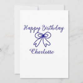 Invitación Blue bow CUTIE AGREGAR NOMBRE DE BEBÉ feliz cumple