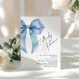 Invitación Blue Bow Elegant Baby Boy Shower