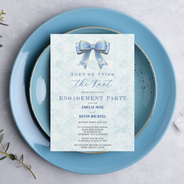 Invitación Blue Bow Engagement Invitation – Japanese Style (Subido por el creador)