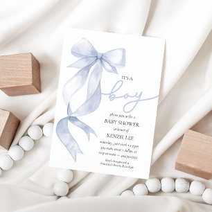 Invitación Blue Bow es un Boy Baby Shower