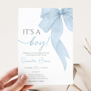 Invitación Blue Bow Es Un Chico Baby Shower