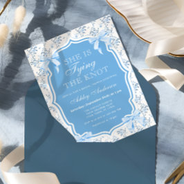 Invitación Blue Bow está atando la ducha nupcial